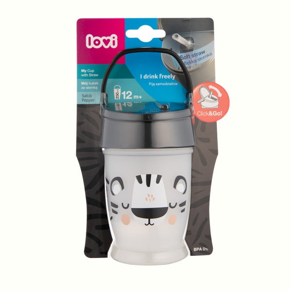 LOVI Cana Mea cu pai JUNIOR 250ml Salt&Pepper